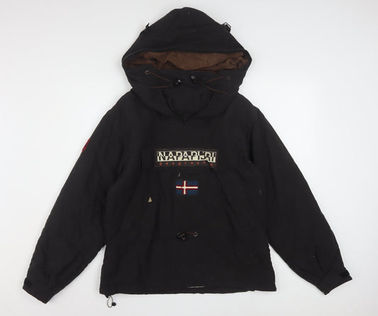 Napapijri Men's Black Hooded Anorak Jacket Size M Winter Outdoor