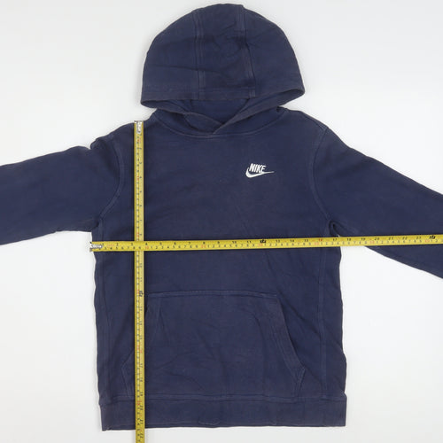 Nike Boys Navy Blue Pullover Hoodie L 147-158cm Cotton Blend Standard Fit