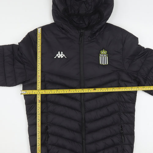 Kappa Boys Black Hooded Puffer Jacket 14 Years 164cm Winter Lined Full Zip