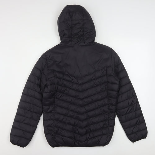 Kappa Boys Black Hooded Puffer Jacket 14 Years 164cm Winter Lined Full Zip