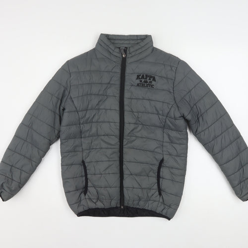 Kappa Boys Grey 12 Years Puffer Jacket Winter Quilted Zip Up Coat