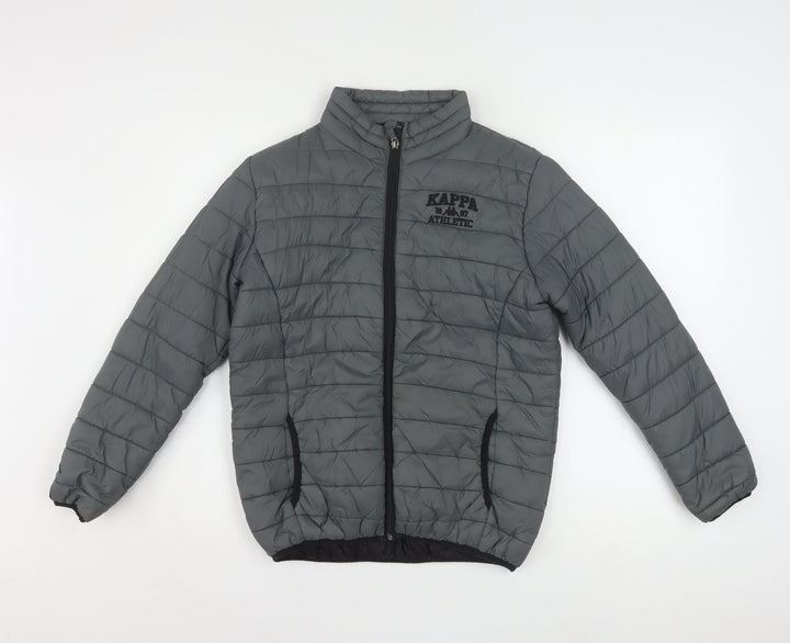 Kappa Boys Grey 12 Years Puffer Jacket Winter Quilted Zip Up Coat