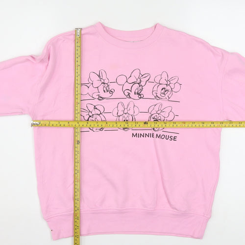 Disney Women Pink Minnie Mouse Sweatshirt 2XS Pullover Crew Neck