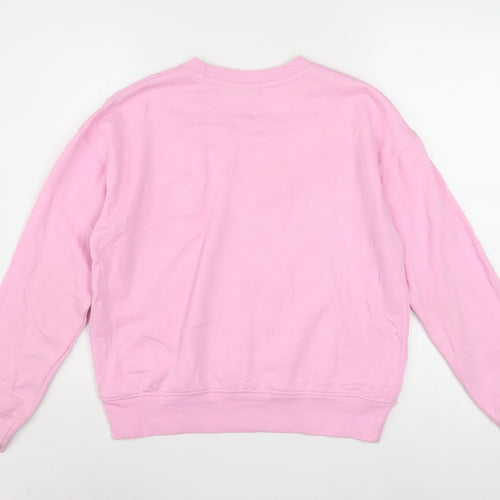 Disney Women Pink Minnie Mouse Sweatshirt 2XS Pullover Crew Neck