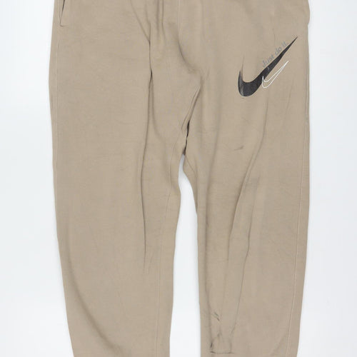 Nike Men’s Beige Jogger Sweatpants Size M Elastic Waist Tapered Fit