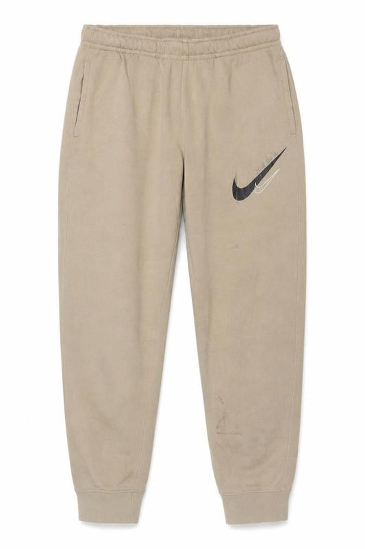 Front view of Nike Men’s Beige Jogger Sweatpants, size M, Elastic Waist Tapered Fit