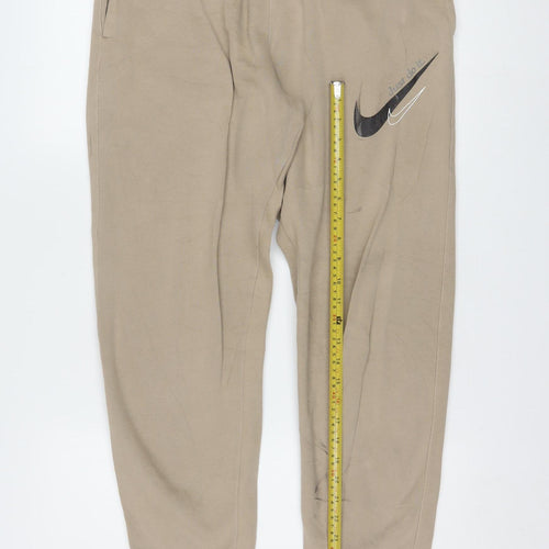 Nike Men’s Beige Jogger Sweatpants Size M Elastic Waist Tapered Fit