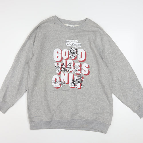 Disney Womens Grey Mickey Mouse Graphic Pullover Sweatshirt XS
