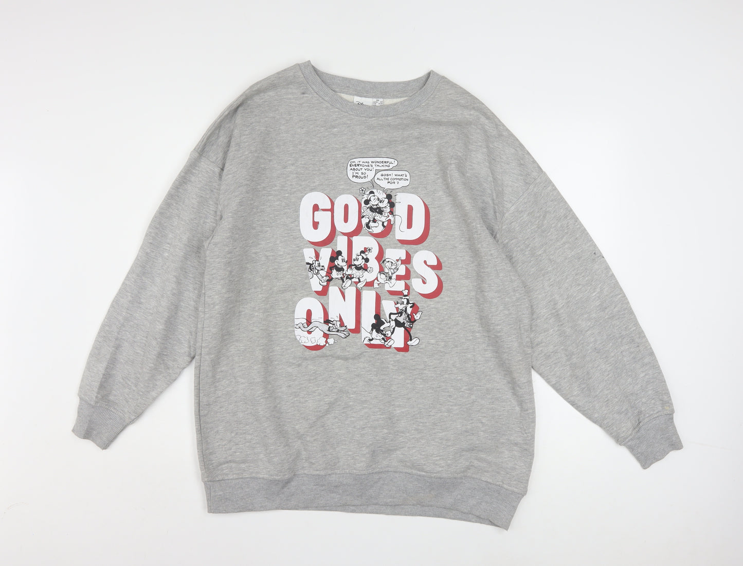 Disney Womens Grey Mickey Mouse Graphic Pullover Sweatshirt XS