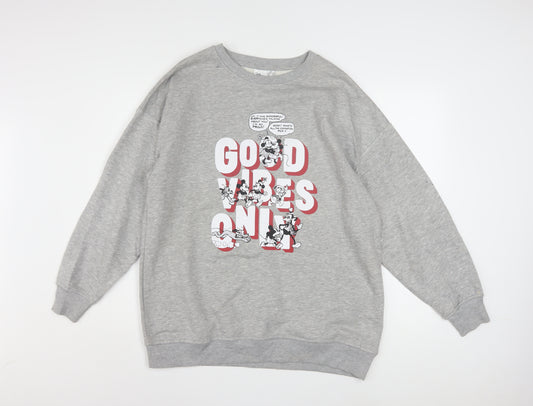 Disney Womens Grey Mickey Mouse Graphic Pullover Sweatshirt XS