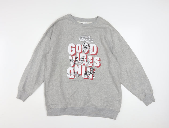 Disney Womens Grey Mickey Mouse Graphic Pullover Sweatshirt XS