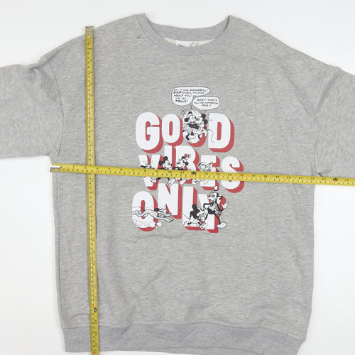 Disney Womens Grey Mickey Mouse Graphic Pullover Sweatshirt XS