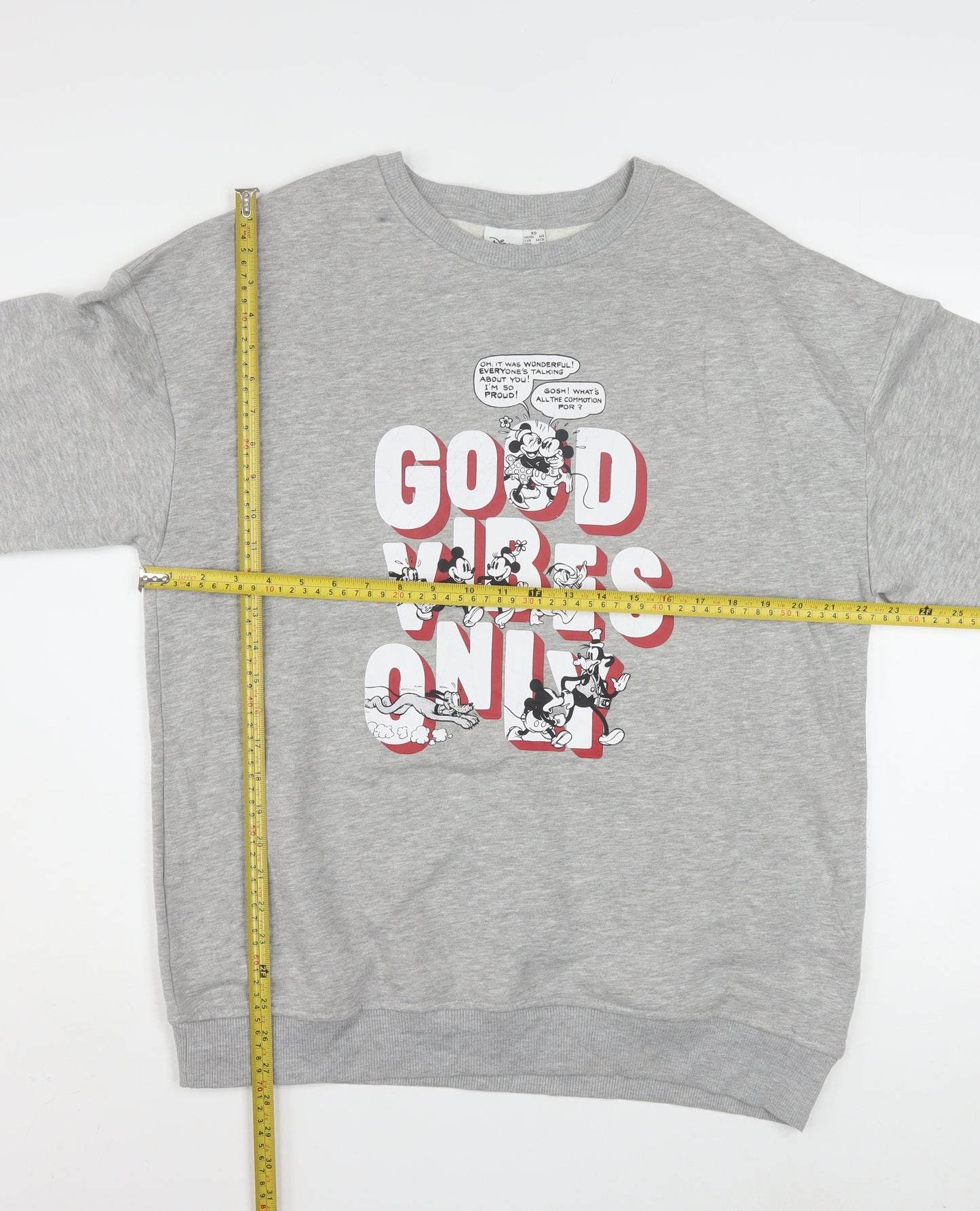 Disney Womens Grey Mickey Mouse Graphic Pullover Sweatshirt XS