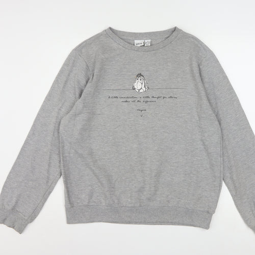 Disney Women Grey Eeyore Sweatshirt Medium 12/14 Pullover Cotton Blend