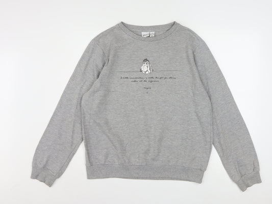 Disney Women Grey Eeyore Sweatshirt Medium 12/14 Pullover Cotton Blend
