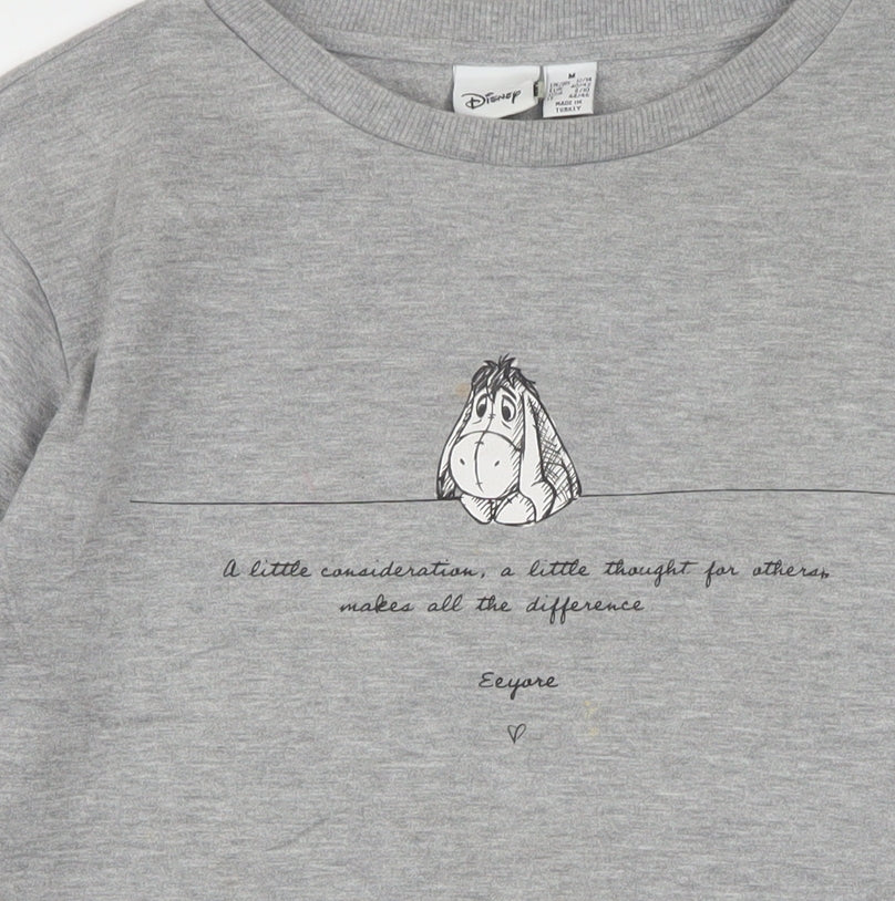 Disney Women Grey Eeyore Sweatshirt Medium 12/14 Pullover Cotton Blend