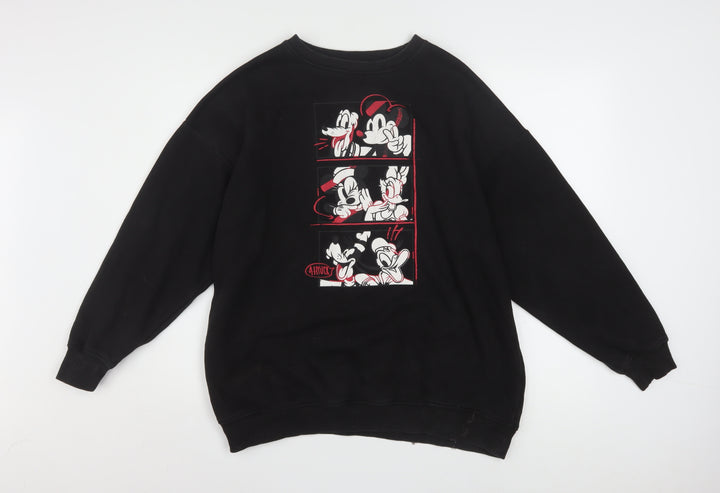 Disney Women Black XS Pullover Sweatshirt with Mickey & Friends Print