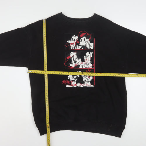 Disney Women Black XS Pullover Sweatshirt with Mickey & Friends Print