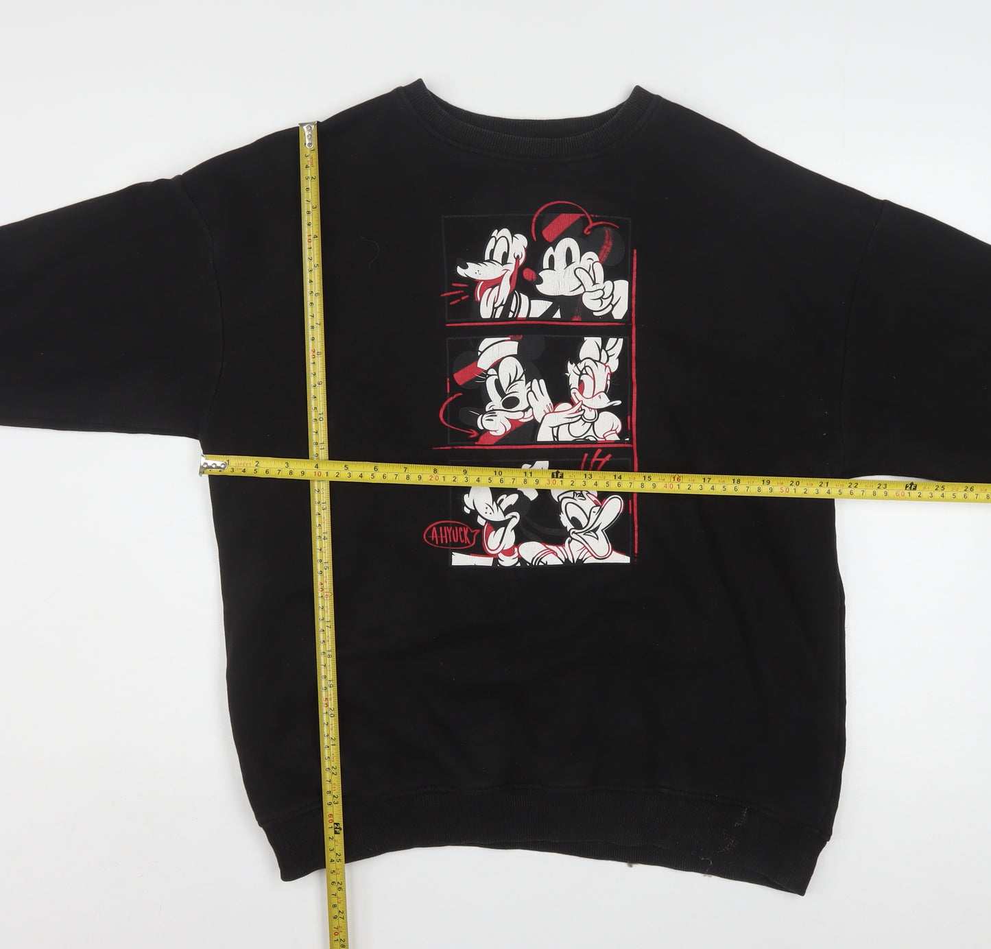 Disney Women Black XS Pullover Sweatshirt with Mickey & Friends Print