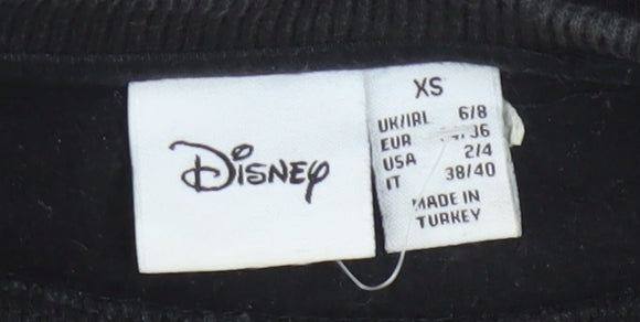 Disney Women Black XS Pullover Sweatshirt with Mickey & Friends Print