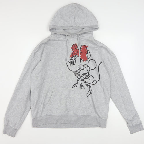 Disney Women Grey Minnie Mouse Pullover Hoodie Size S Cotton Blend