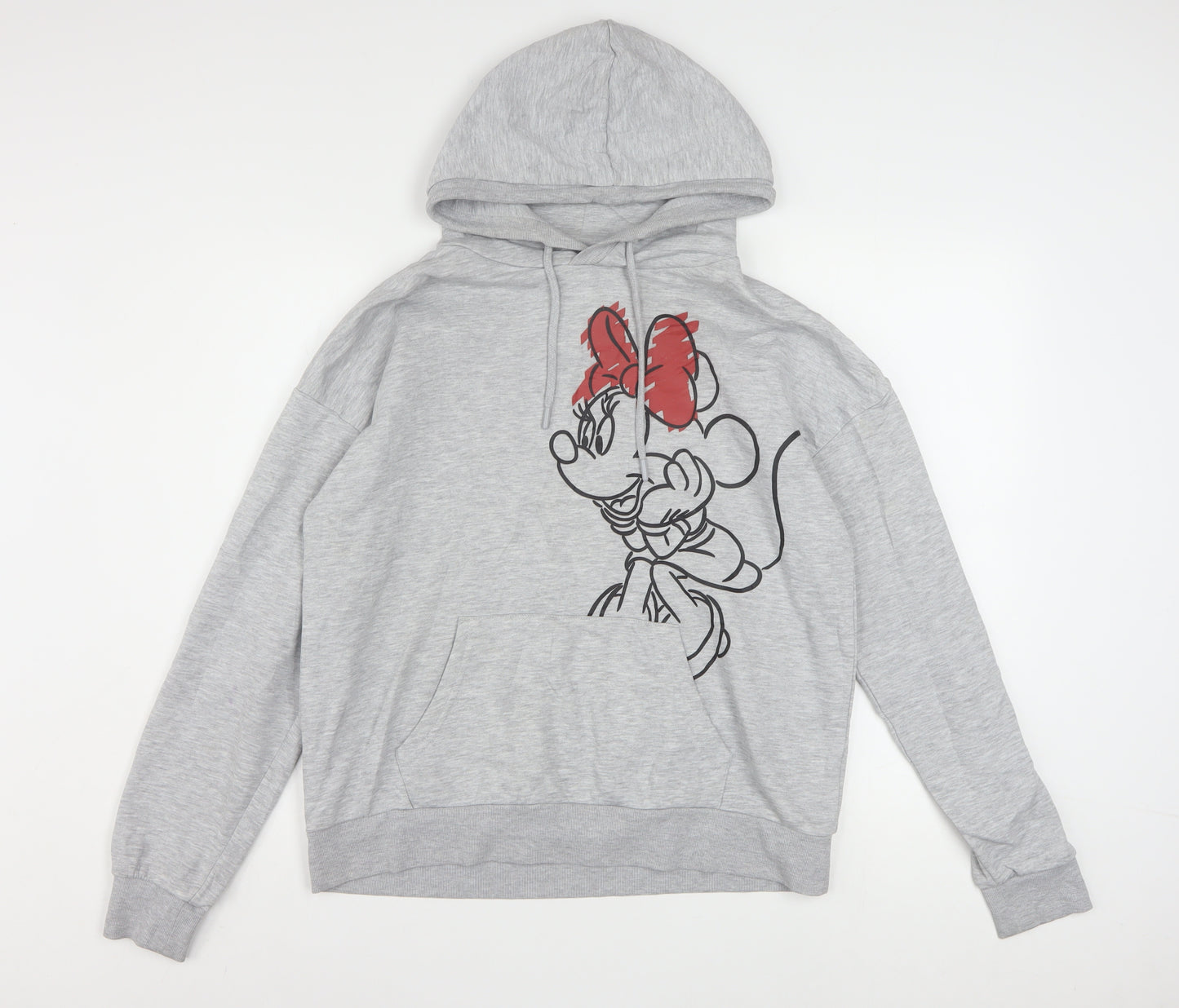 Disney Women Grey Minnie Mouse Pullover Hoodie Size S Cotton Blend