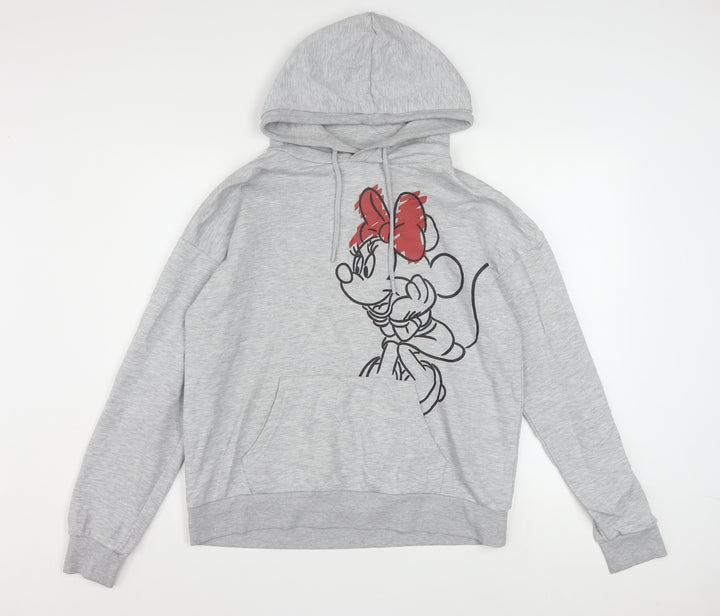 Disney Women Grey Minnie Mouse Pullover Hoodie Size S Cotton Blend