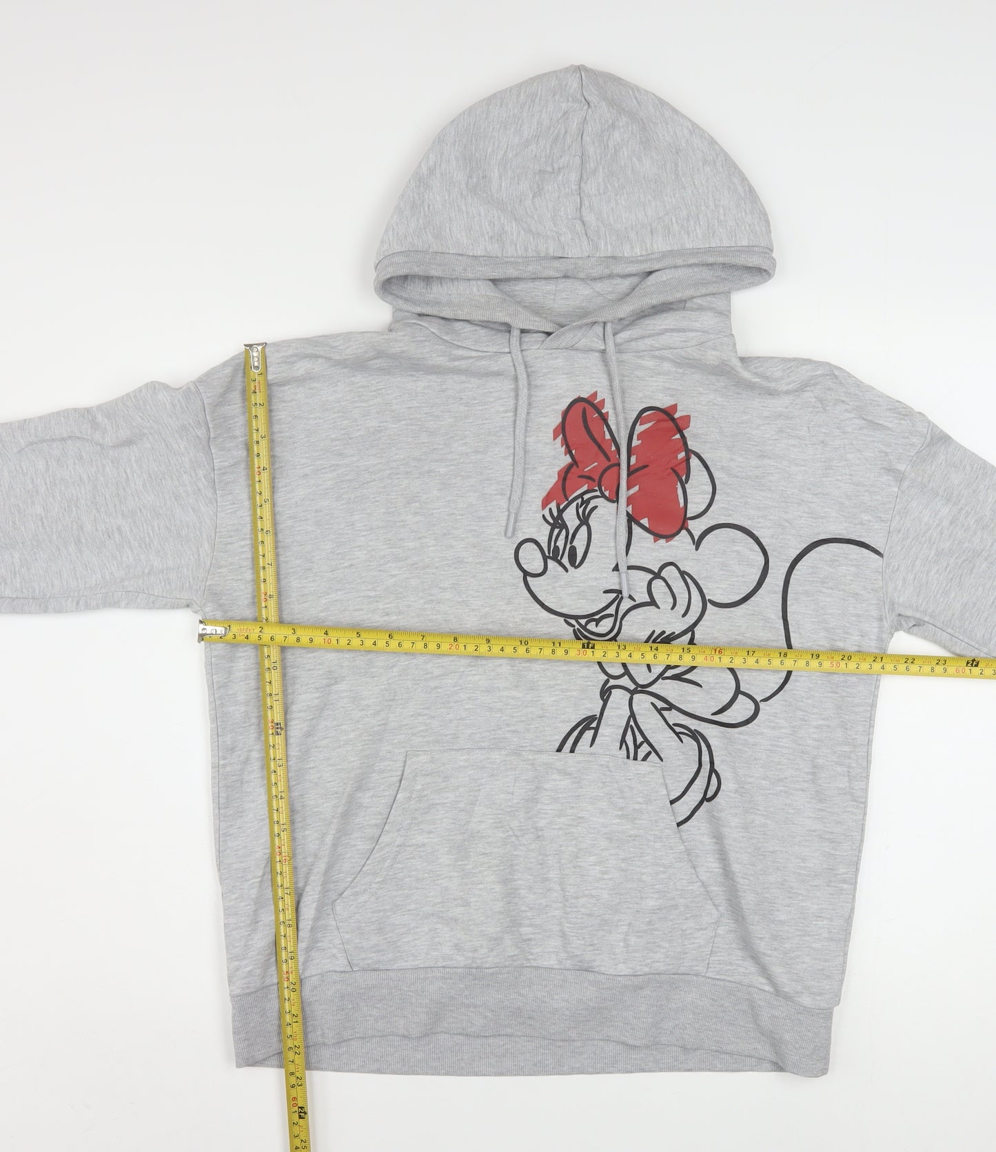 Disney Women Grey Minnie Mouse Pullover Hoodie Size S Cotton Blend