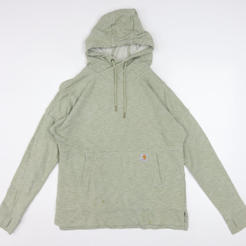 Carhartt Women Sage Green Pullover Hoodie Size S Relaxed Fit Cotton Blend