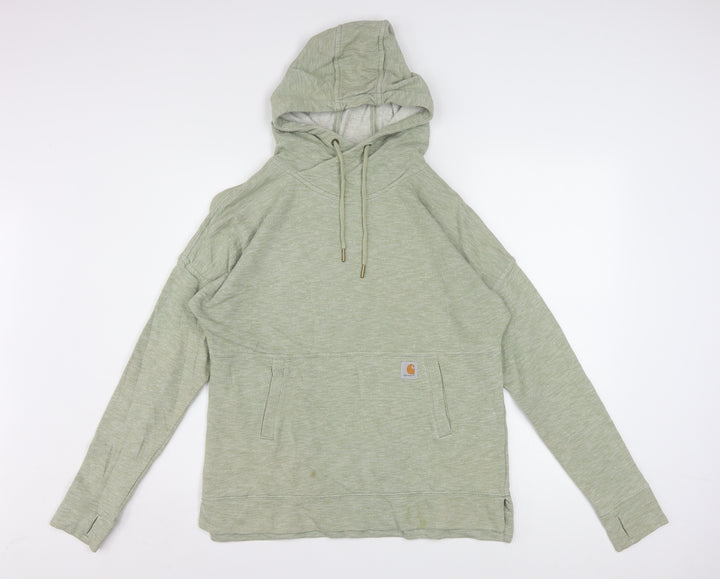Carhartt Women Sage Green Pullover Hoodie Size S Relaxed Fit Cotton Blend