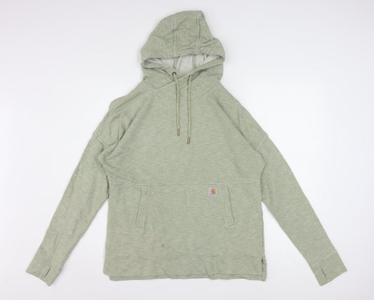 Carhartt Women Sage Green Pullover Hoodie Size S Relaxed Fit Cotton Blend