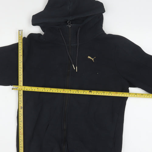 Puma Women's Black Full Zip Hoodie Gold Logo Small