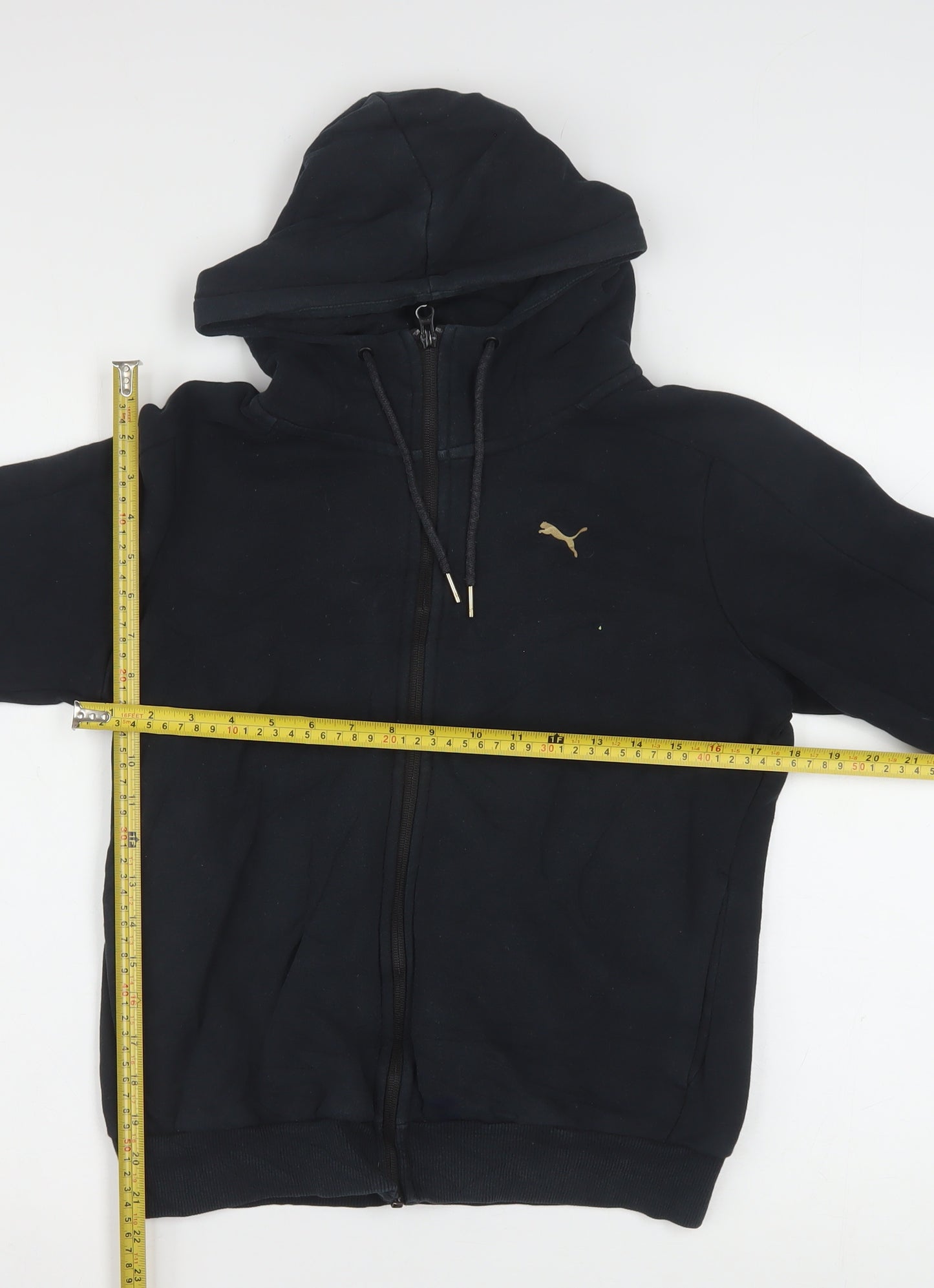 Puma Women's Black Full Zip Hoodie Gold Logo Small