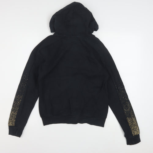 Puma Women's Black Full Zip Hoodie Gold Logo Small