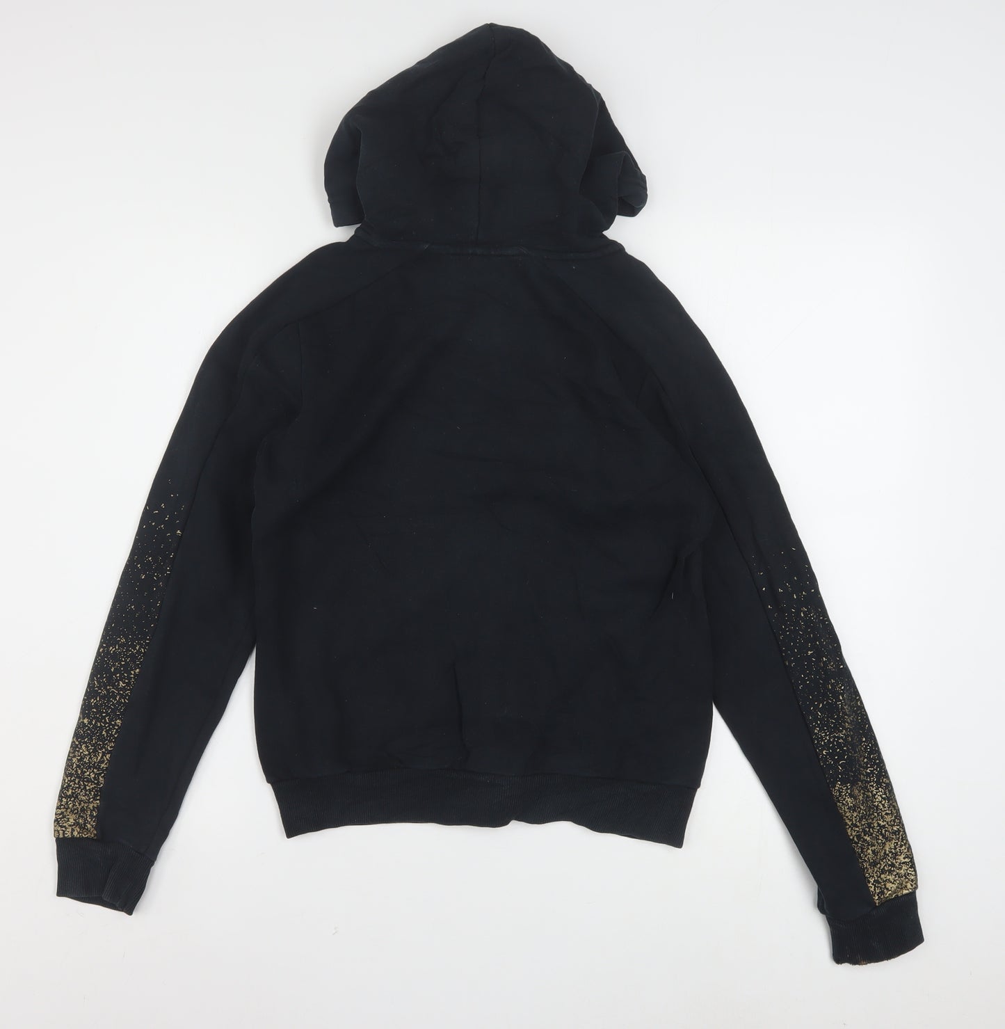 Puma Women's Black Full Zip Hoodie Gold Logo Small