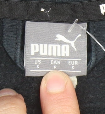 Puma Women's Black Full Zip Hoodie Gold Logo Small