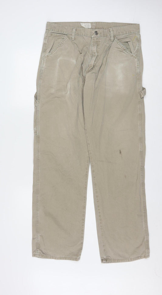 Wrangler Men's Beige 32x32 Carpenter Workwear Cotton Trousers