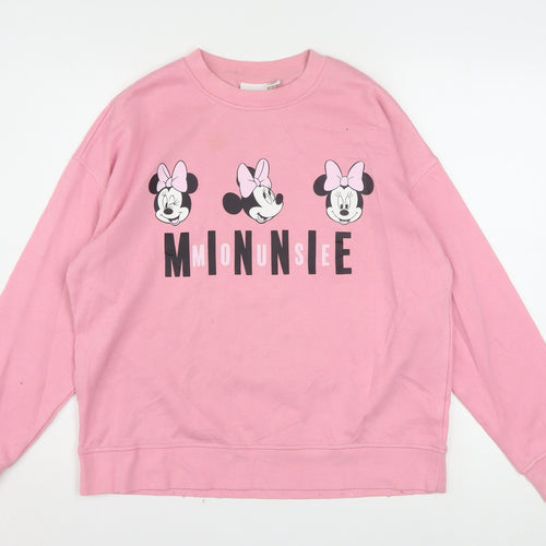 Disney Women Pink Minnie Mouse Pullover Sweatshirt Size S 10/12