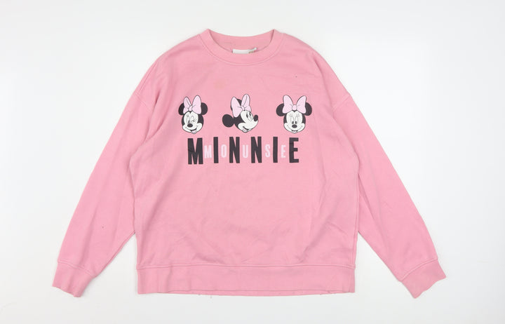 Disney Women Pink Minnie Mouse Pullover Sweatshirt Size S 10/12