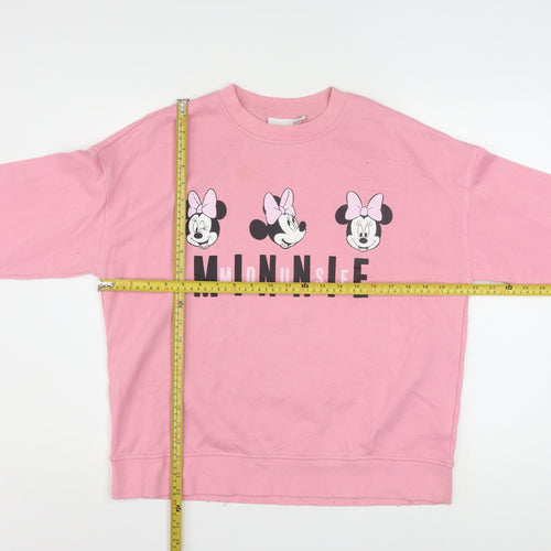 Disney Women Pink Minnie Mouse Pullover Sweatshirt Size S 10/12