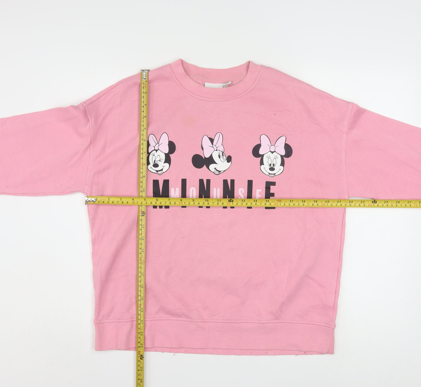 Disney Women Pink Minnie Mouse Pullover Sweatshirt Size S 10/12
