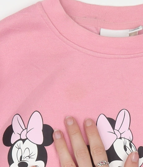 Disney Women Pink Minnie Mouse Pullover Sweatshirt Size S 10/12