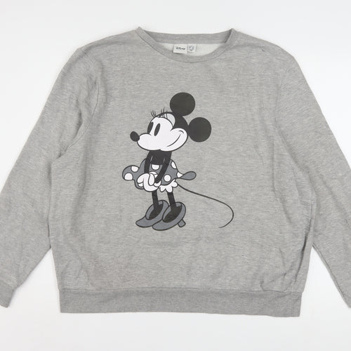 Disney Women Grey Minnie Mouse Pullover Sweatshirt L