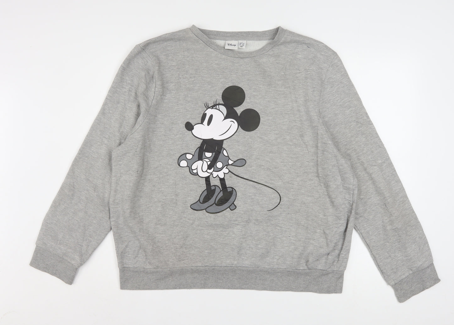 Disney Women Grey Minnie Mouse Pullover Sweatshirt L
