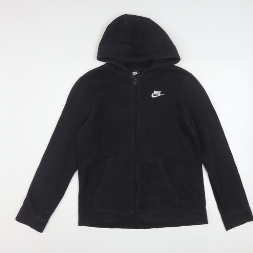 Nike Boys Black Full Zip Hoodie XL 158-170cm Fleece Sweatshirt