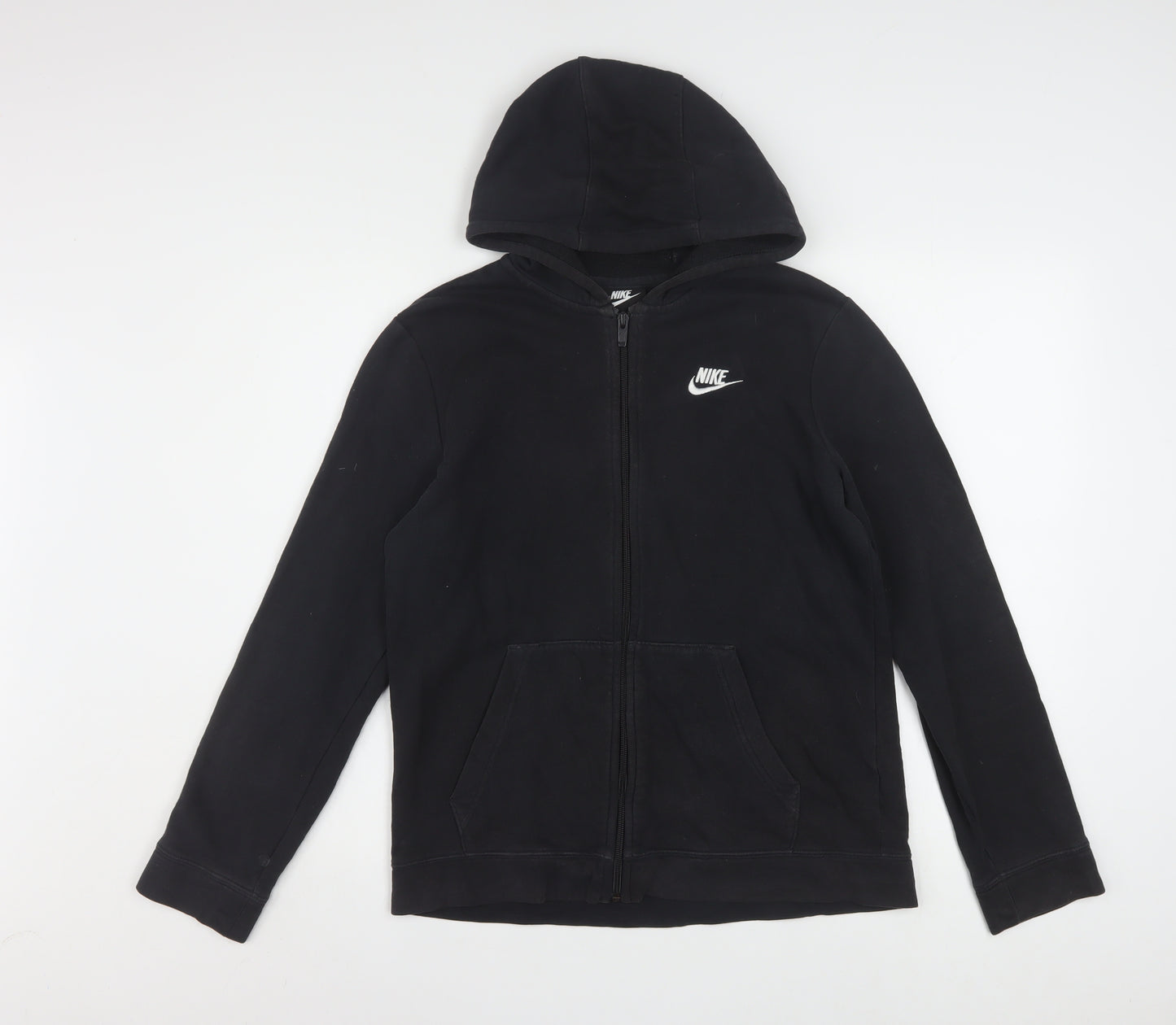 Nike Boys Black Full Zip Hoodie XL 158-170cm Fleece Sweatshirt