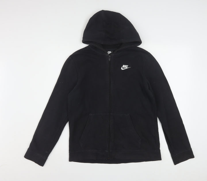 Nike Boys Black Full Zip Hoodie XL 158-170cm Fleece Sweatshirt