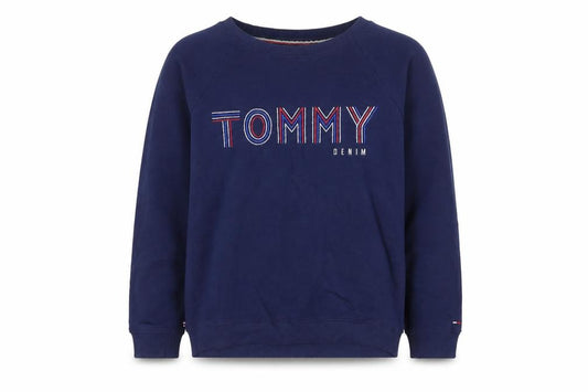 Front view of Tommy Hilfiger Denim Women's Navy Blue XS Pullover Sweatshirt