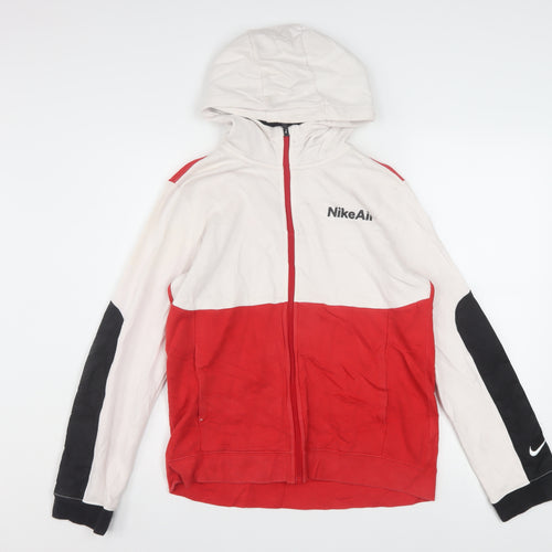 Nike Boys Red White Black Full Zip Hoodie XL (158-170cm) Cotton Blend