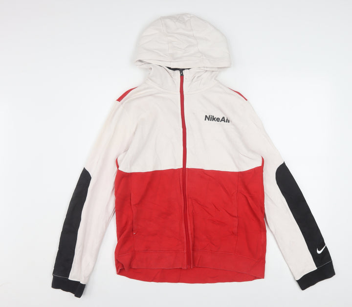 Nike Boys Red White Black Full Zip Hoodie XL (158-170cm) Cotton Blend
